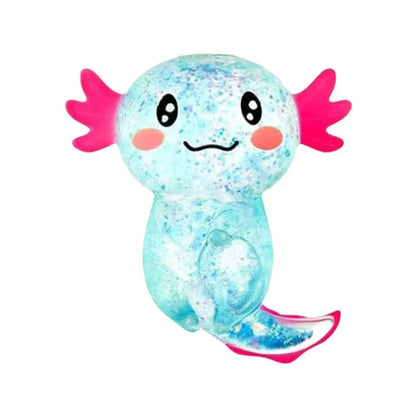 Glitter Squishy Stress Glitter Soothing Texture Sugar Filled Axolotl Squishy Cute Shape Squishy Fidget Stress Ball