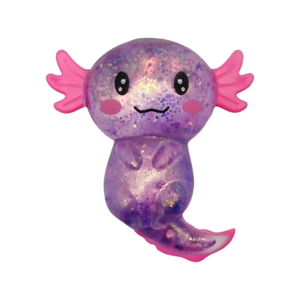 Glitter Squishy Stress Glitter Soothing Texture Sugar Filled Axolotl Squishy Cute Shape Squishy Fidget Stress Ball