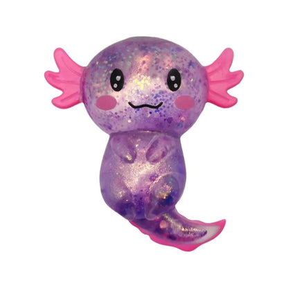 Glitter Squishy Stress Glitter Soothing Texture Sugar Filled Axolotl Squishy Cute Shape Squishy Fidget Stress Ball