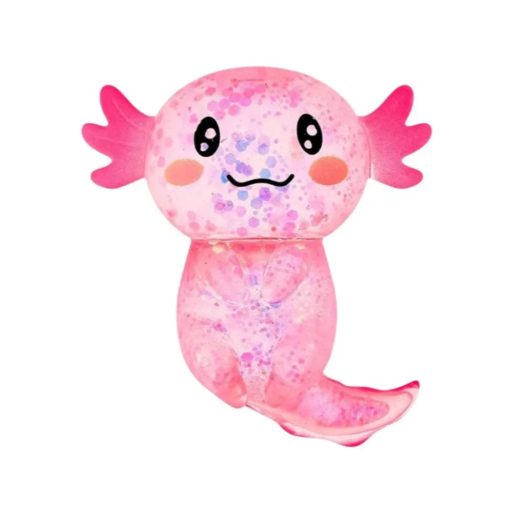 Glitter Squishy Stress Glitter Soothing Texture Sugar Filled Axolotl Squishy Cute Shape Squishy Fidget Stress Ball